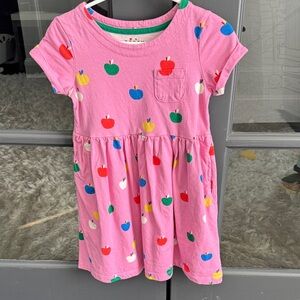 Mini Boden Pink Dress with Colorful Apple Print